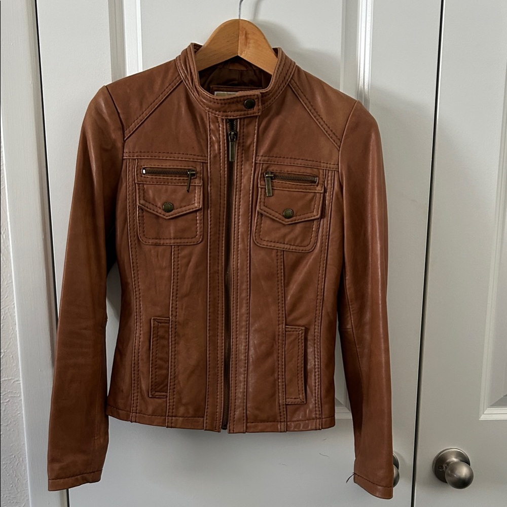 Michael Kors Tan Leather Jacket
